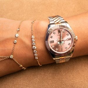 TIMEX X JA LEGACY ROSE GOLD TWO-TONE PINK SUNRAY TRIBE EYE WATCH